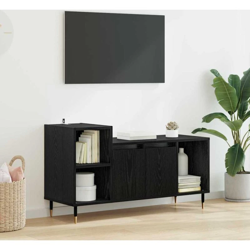 vidaXL TV-skab Sort 100 x 35 x 55 cm Konstrueret træ