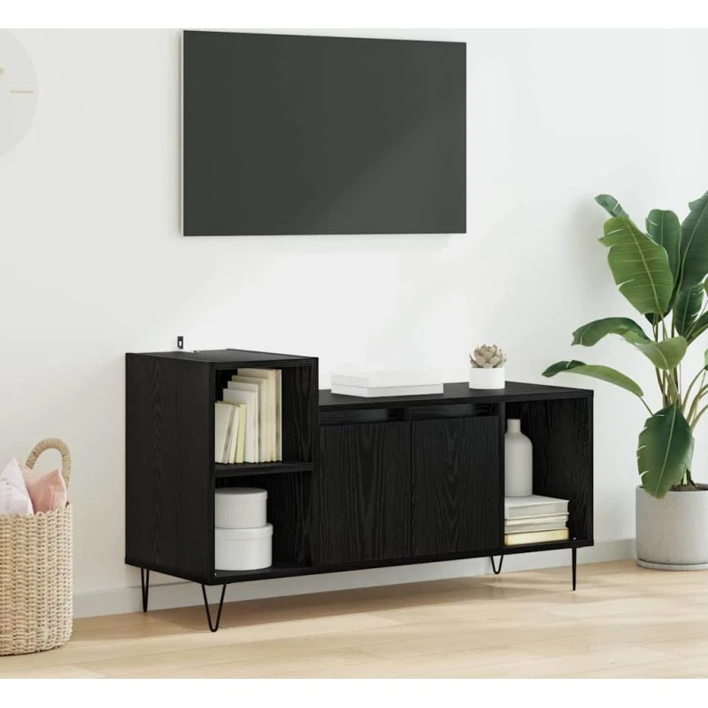 vidaXL TV-skab Sort 100 x 35 x 55 cm Konstrueret træ