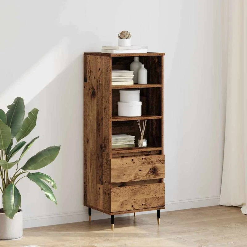 vidaXL Highboard Gammelt Træ 40x36x110 cm Konstrueret Træ