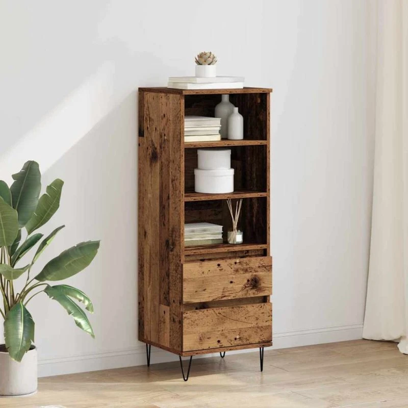 vidaXL Highboard Gammelt Træ 40 x 36 x 110 cm Konstrueret Træ