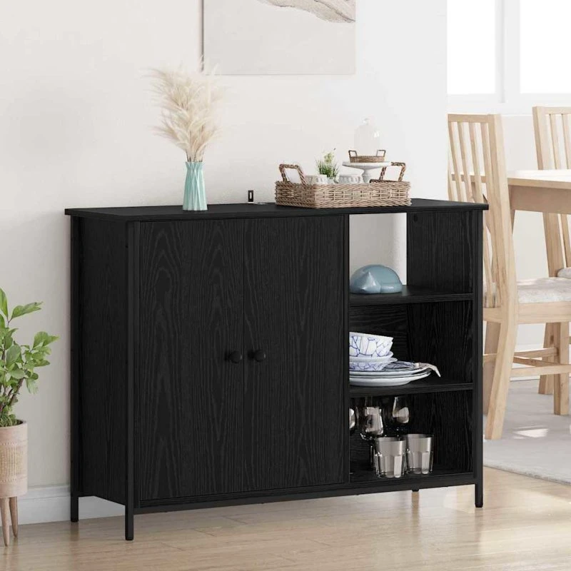 Sidebord Sort eg 100 x 33 x 75 cm Konstrueret træ