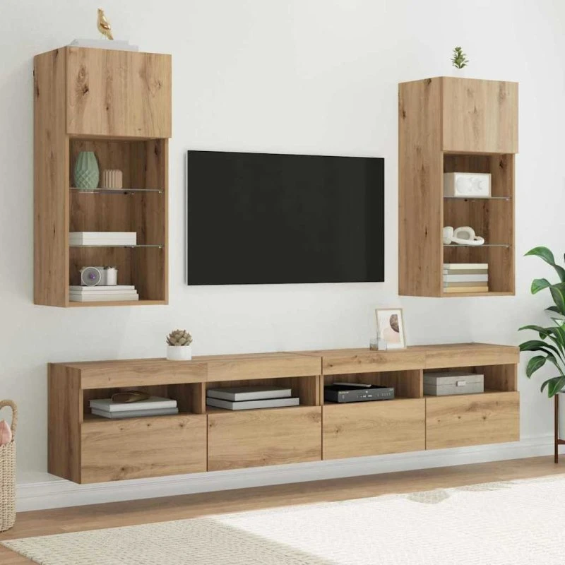 vidaXL Væghængt TV-skab 2 stk, Artisan Egetræ, 40,5 x 30 x 90 cm
