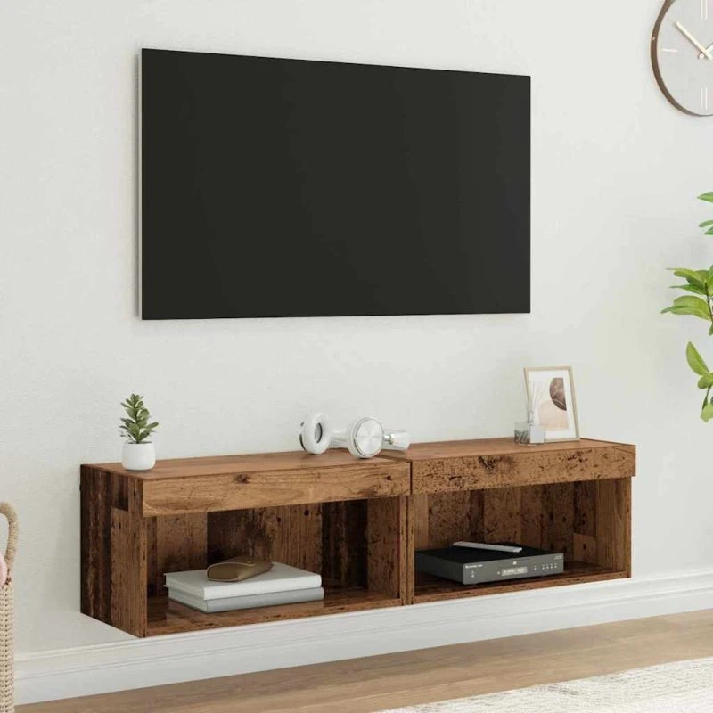 vidaXL TV-møbelsæt 2 stk, gammelt træ, 60 x 30 x 30 cm