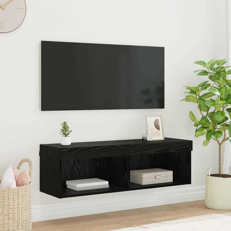 vidaXL TV-vægskab Panama, Sort, 100 x 30 x 30 cm, Konstrueret træ