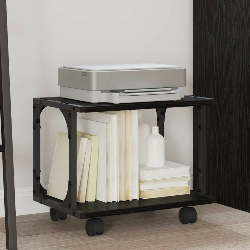 vidaXL Printerstand Sort 41 x 28 x 33,5 cm Konstrueret Træ