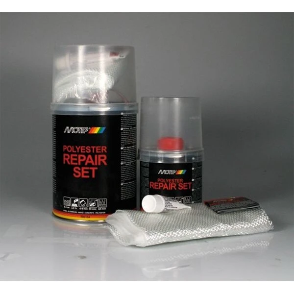 Motip Polyester reparationskit 1 kg med glasfibermåtte