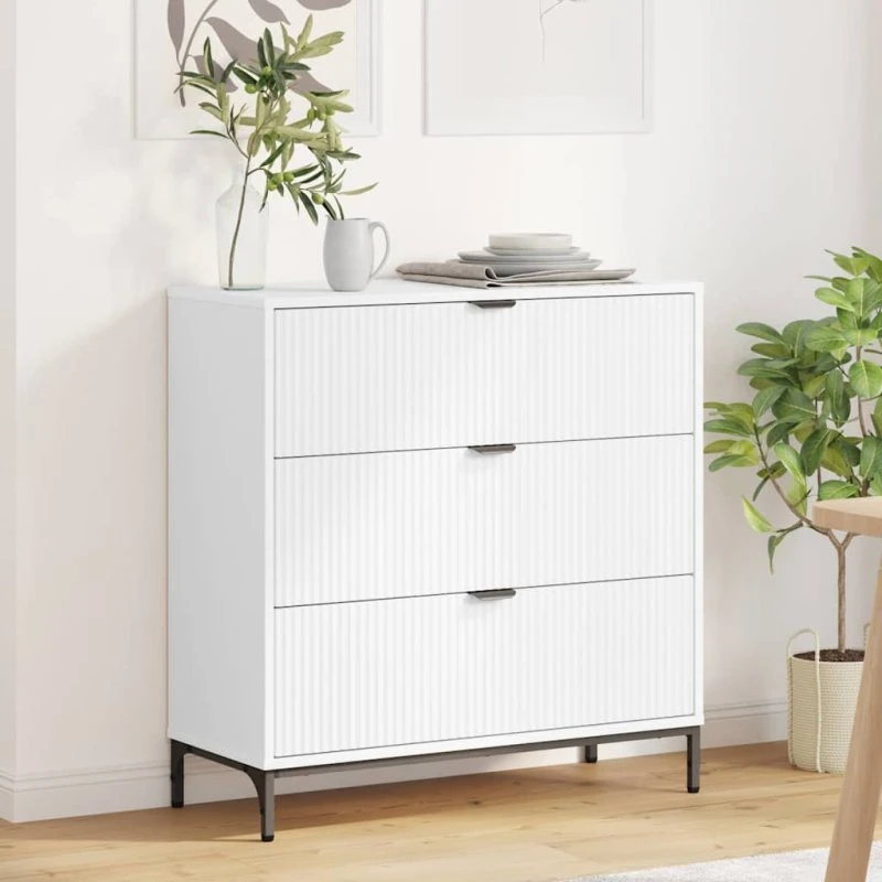 vidaXL Sideboard med skuffe Hvid 79,5 x 33 x 82 cm Konstrueret træ