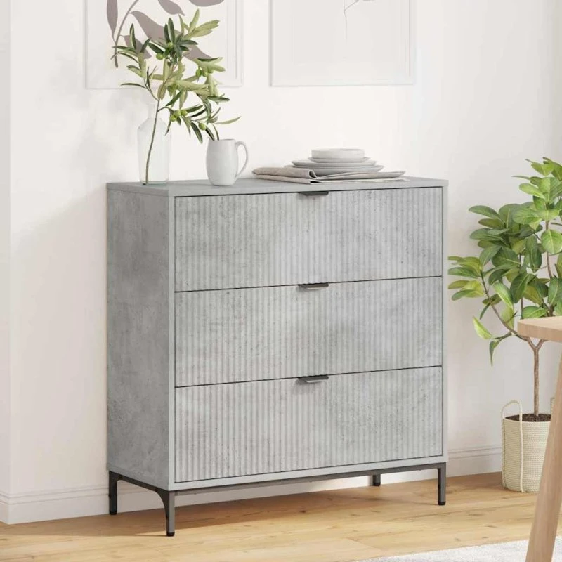 vidaXL Sideboard Betongrå 79,5 x 33 x 82 cm Konstrueret Træ