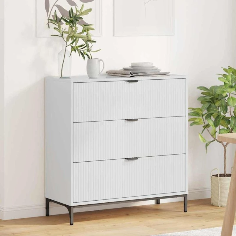 vidaXL Sideboard Hvid Højglans 79,5 x 33 x 82 cm Træ