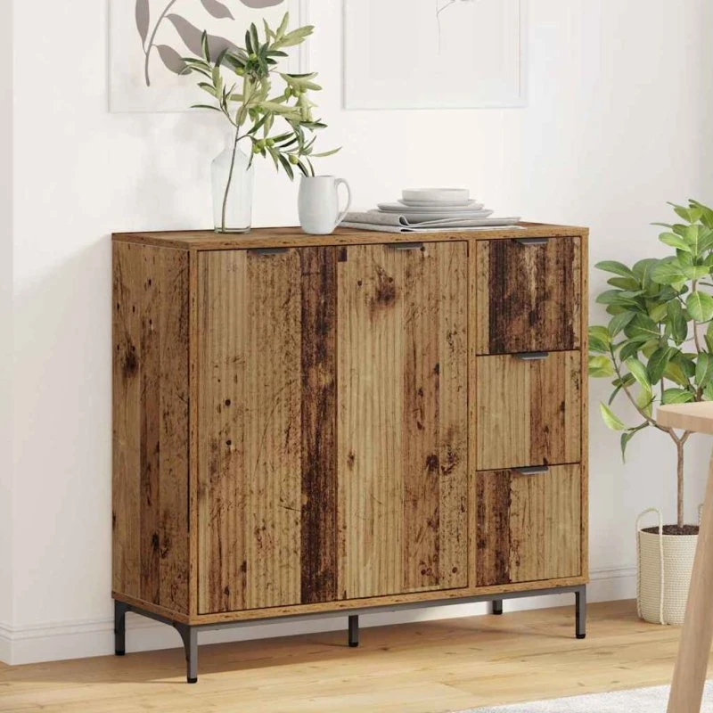 vidaXL Sideboard Gammelt Træ 89,5 x 33 x 82 cm Konstrueret Træ