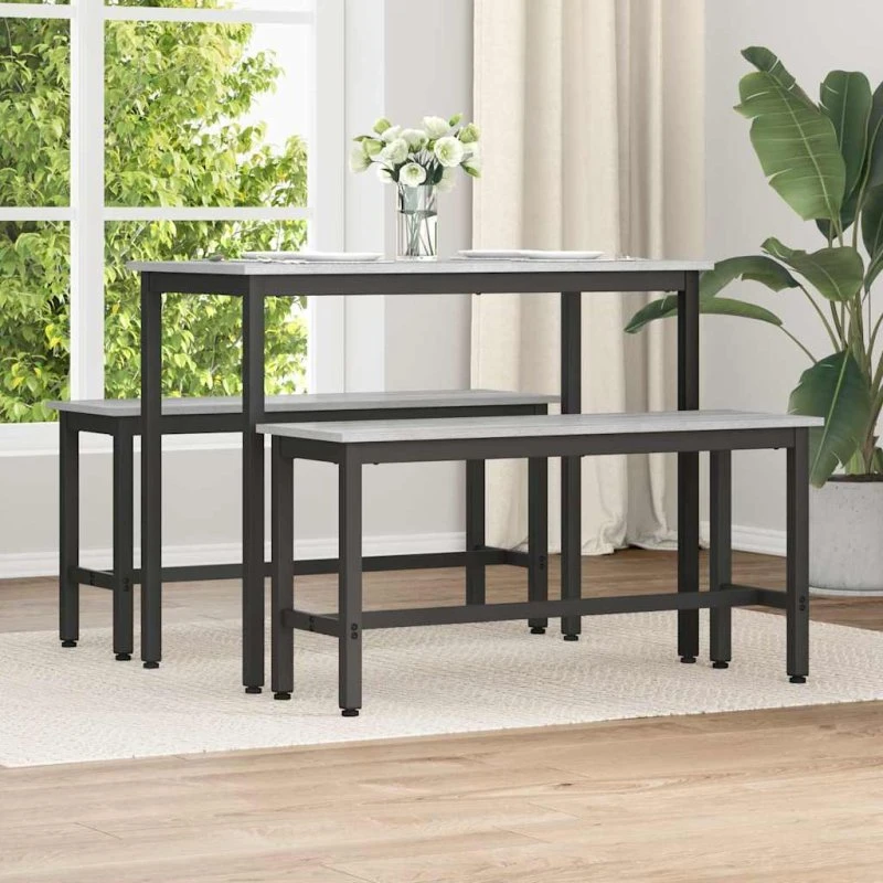 vidaXL Spisebænk 2 stk Grå Sonoma 100 x 32,5 x 48,5 cm