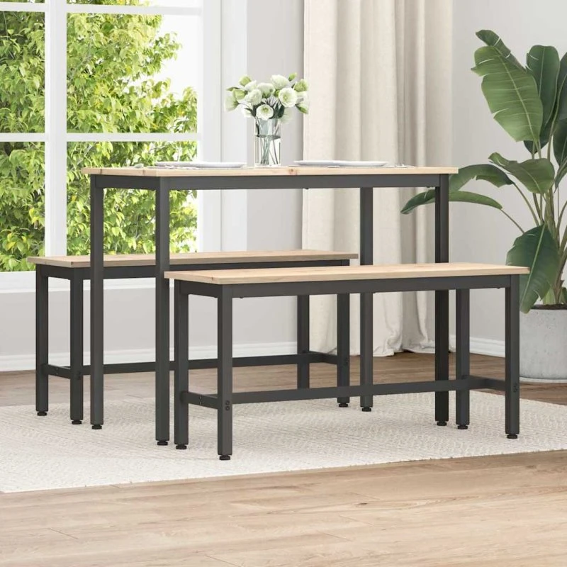 vidaXL Spisebænk 2 stk Naturfarvet 100 x 32,5 x 49 cm