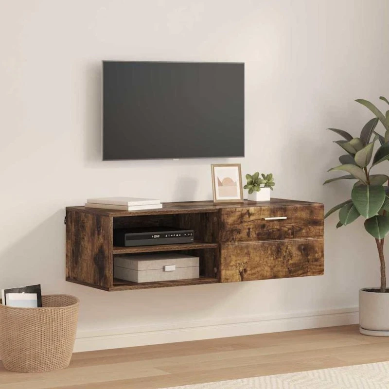 Røget Eg TV-skab med skuffe 100,5 x 39 x 30 cm