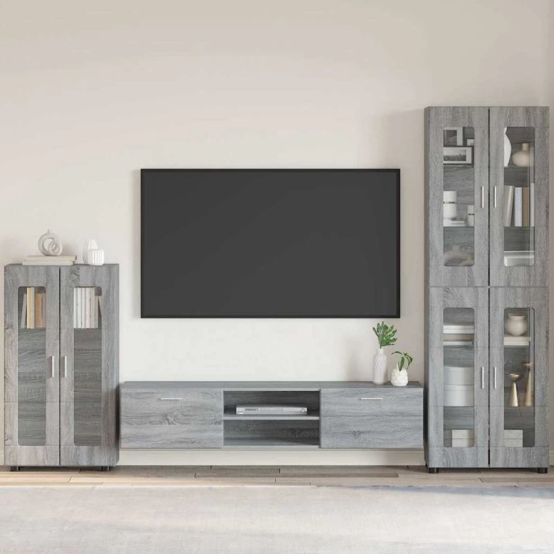 vidaXL Sideboard FLORIN Grå Sonoma 55,5 x 29 x 100 cm Konstrueret træ