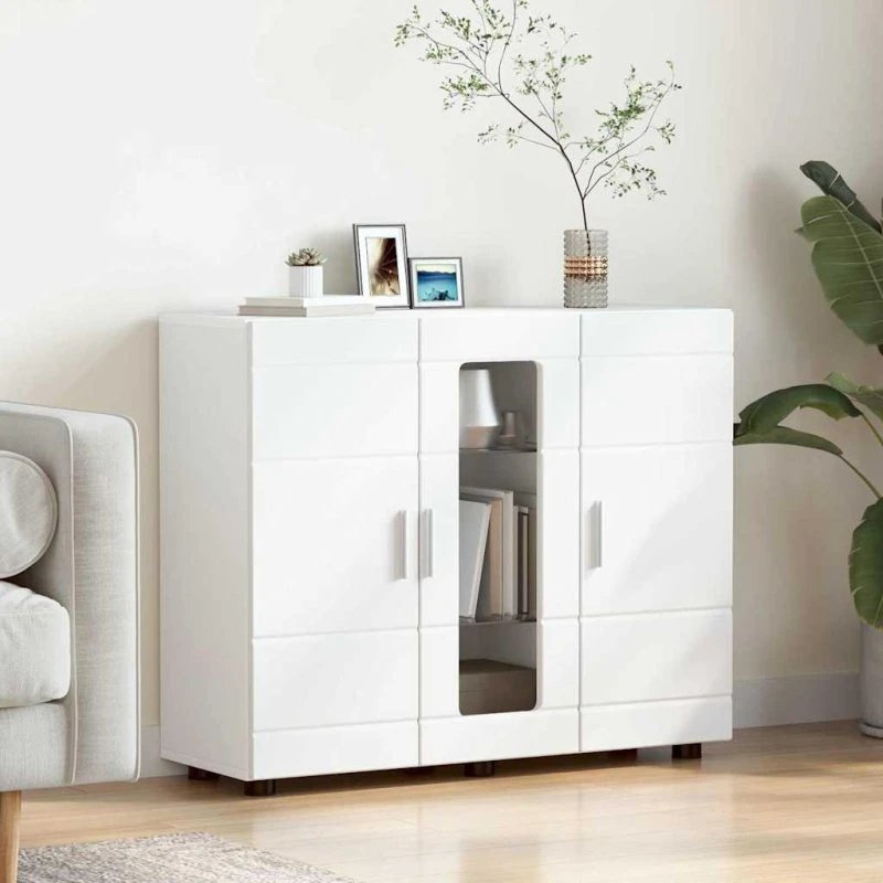 Finn 55.5 x 29 x 100 cm Hvid Sidebord med Hylde Konstrueret Træ