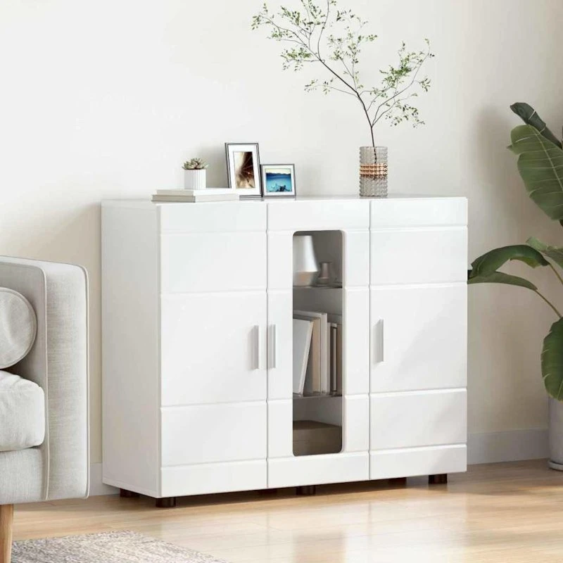 Hvid højglans sidebord 55,5 x 29 x 100 cm – Konstrueret træ