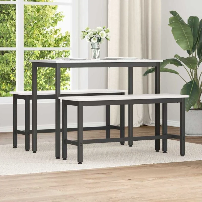 vidaXL Spisebænk 2 stk Hvid 100 x 32,5 x 49 cm Massivt fyrretræ