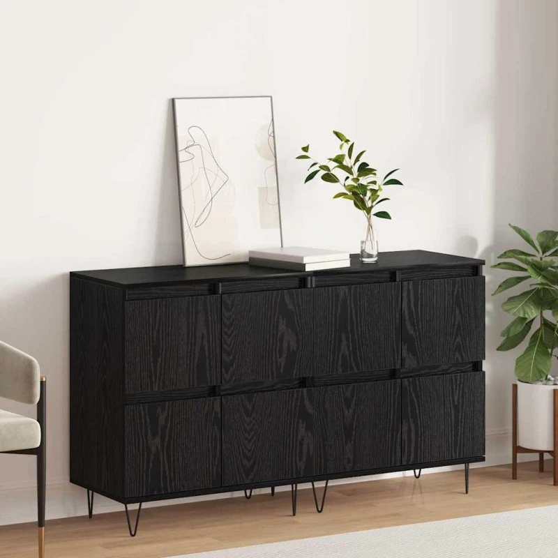 Sidebords 2 stk Sort eg 120 x 35 x 70 cm Konstrueret træ