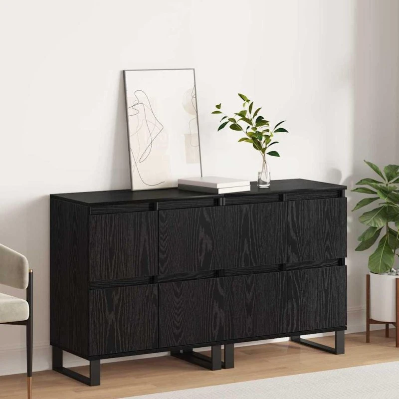 Sidebords 2 stk Sort eg 120 x 35 x 70 cm Konstrueret træ