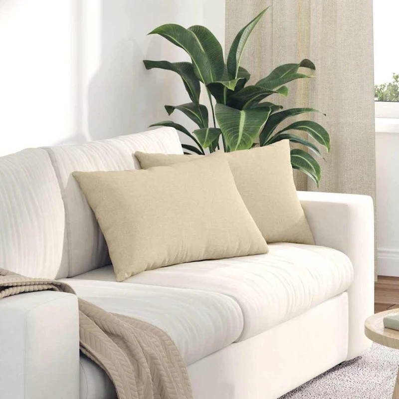 vidaXL Sofapuder 2 stk Creme 60 x 40 cm Stof