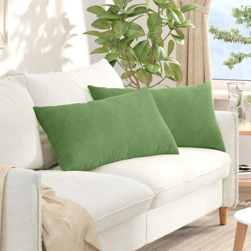 vidaXL Sofapuder 2 stk Lys grøn 80 x 40 cm Velourstof