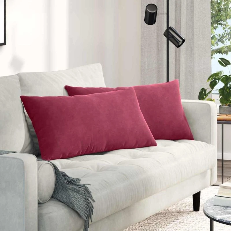 vidaXL Sofapuder 2 stk Vinrød 80 x 40 cm Velourstof