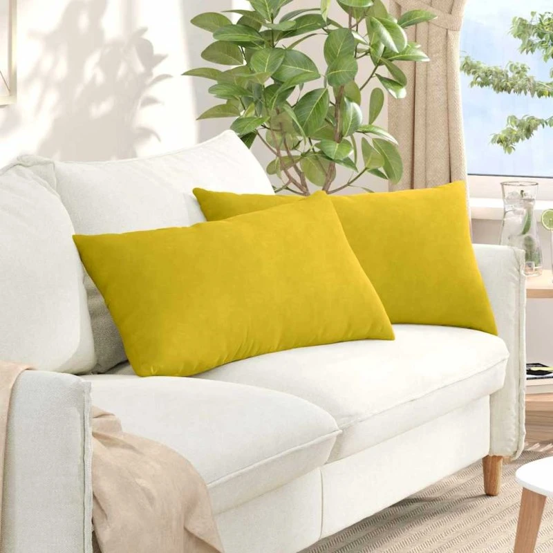 vidaXL Sofapuder 2 stk, Gul, 80 x 40 cm, Velourstof