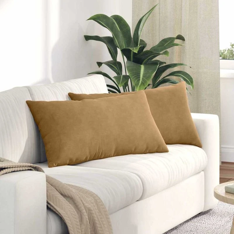 vidaXL Sofapuder 2 stk, 80 x 40 cm, Brun, Velourstof