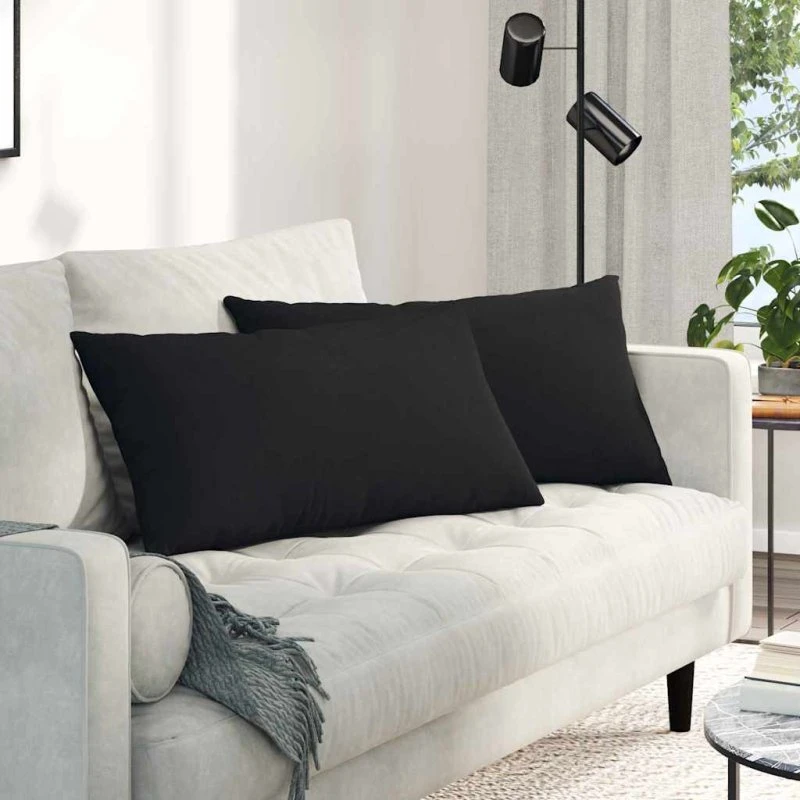 vidaXL Sofapuder 2 stk, Sort, 80 x 40 cm