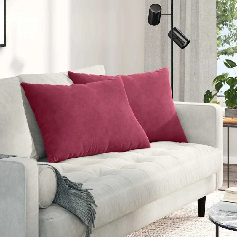 vidaXL Sofapuder 2 stk Vinrød 70 x 50 cm Velourstof