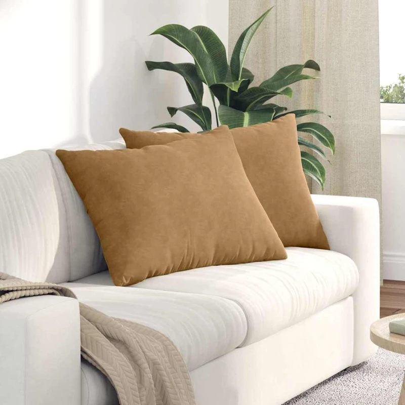 vidaXL Sofapuder 2 stk, 70 x 50 cm, Brun, Velourstof
