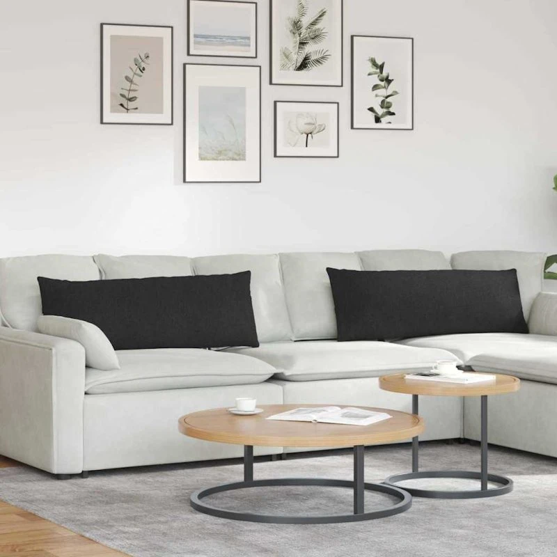 vidaXL Sofapuder 2 stk 120 x 40 cm Sort Stof