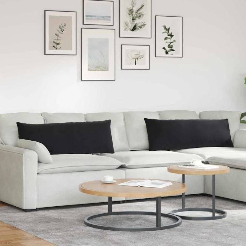 vidaXL Sofapuder 2 stk 120 x 40 cm Sort Velourstof