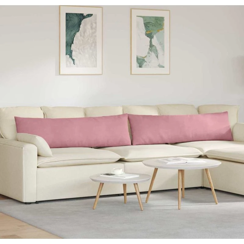 vidaXL Sofapuder 2 stk Lyserød 145 x 40 cm Velourstof