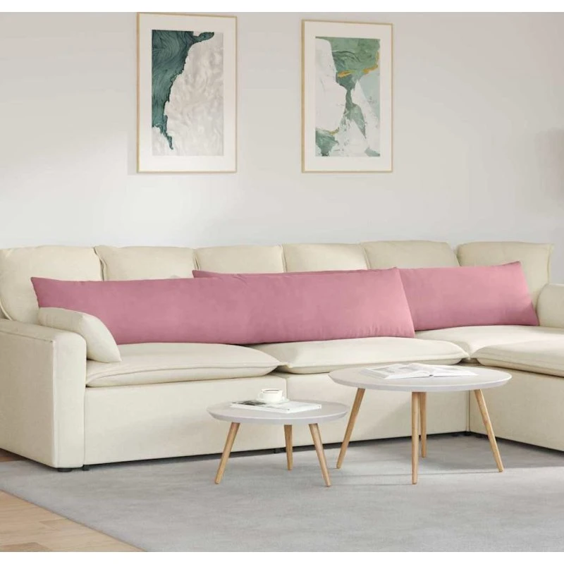 vidaXL Sofapuder 200 x 40 cm Lyserød Velourstof