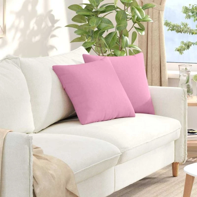 vidaXL Sofapuder 2 stk Lyserød 45 x 45 cm Stof