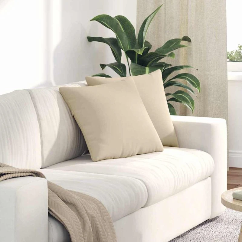 vidaXL Sofapuder 2 stk Creme 45 x 45 cm Stof