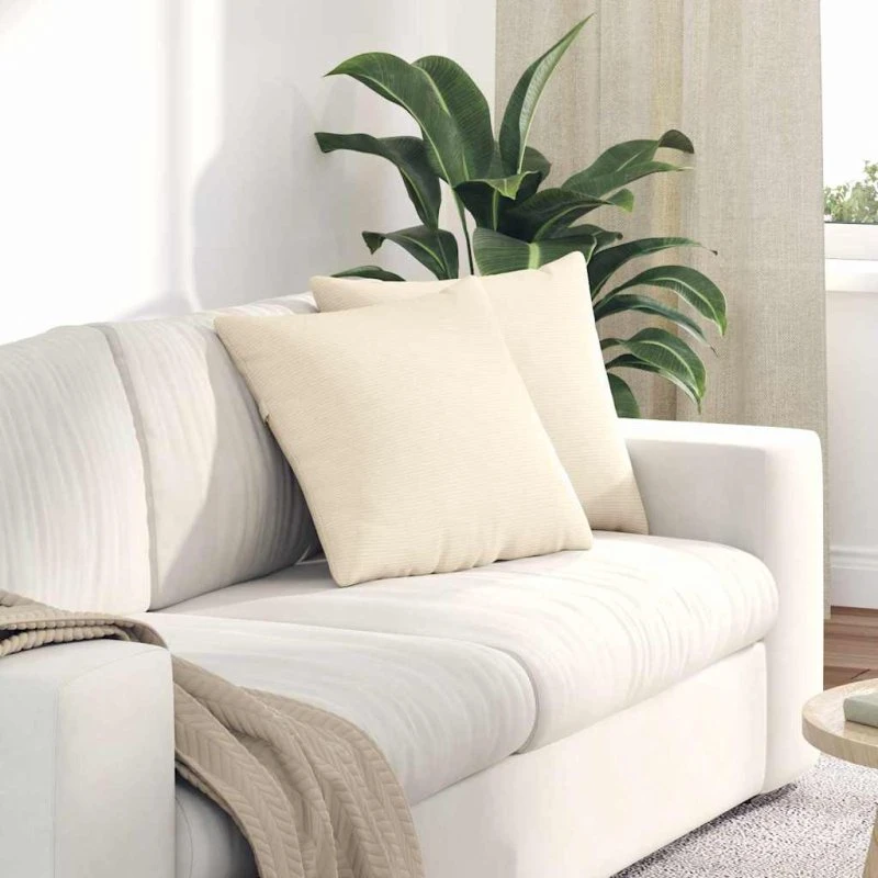 vidaXL Sofapuder 2 stk Creme 45 x 45 cm Velourstof