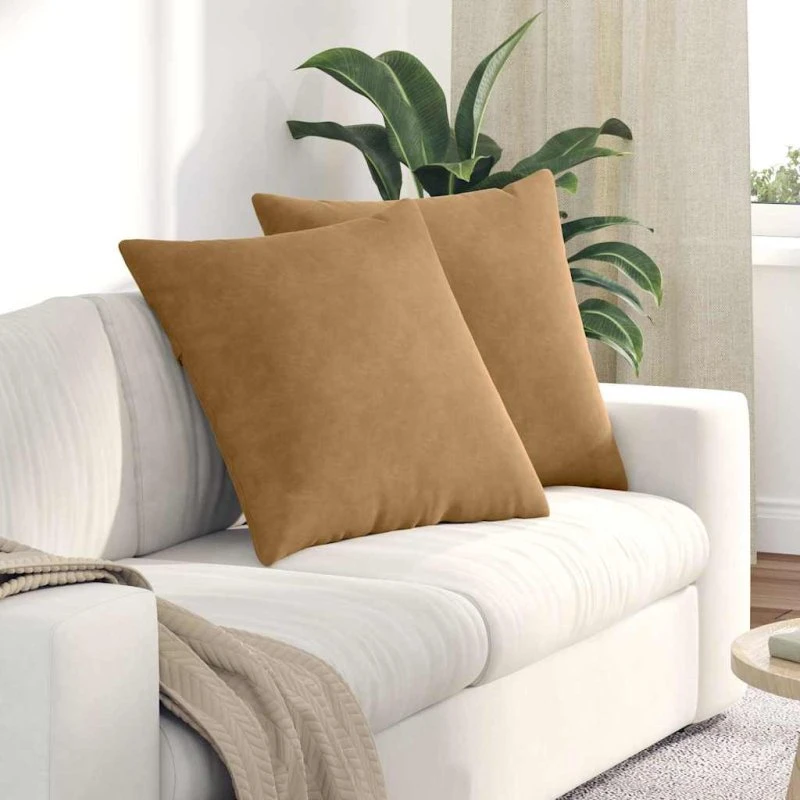 vidaXL Sofapuder 2 stk, Brun, 60 x 60 cm, Velourstof