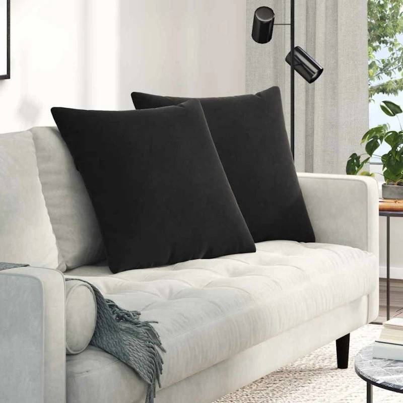 vidaXL Sofapuder 2 stk, Sort, 80 x 80 cm, Velourstof