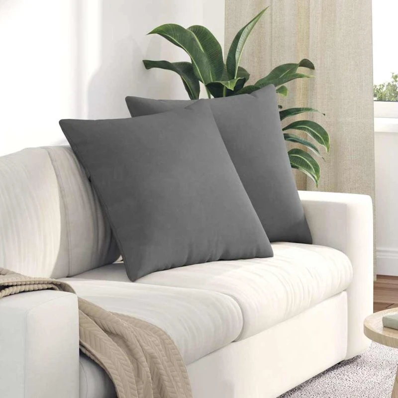 vidaXL Sofapuder 2 stk Mørkegrå 80x80 cm Stof
