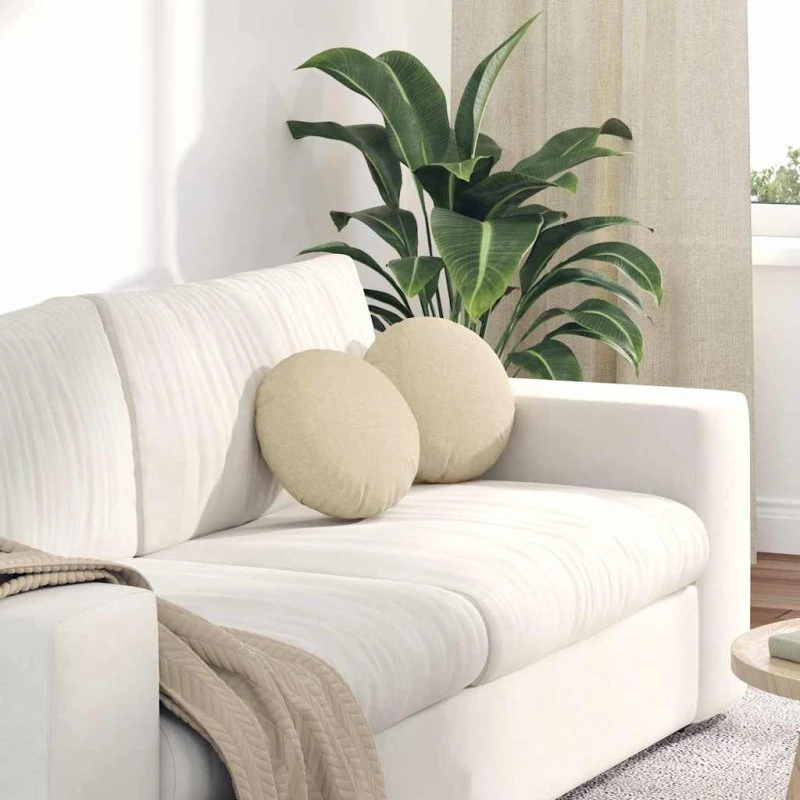 vidaXL Sædepuder 2 stk Creme Ø30 x 13 cm Stof