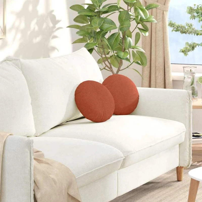 vidaXL Sædepuder 2 stk Rød Orange Ø30 cm Velourstof