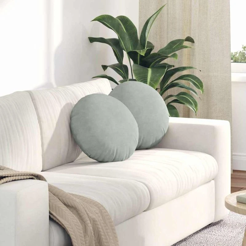 vidaXL Sædepuder 2 stk Lysegrå Ø 40 x 13 cm Fløjl
