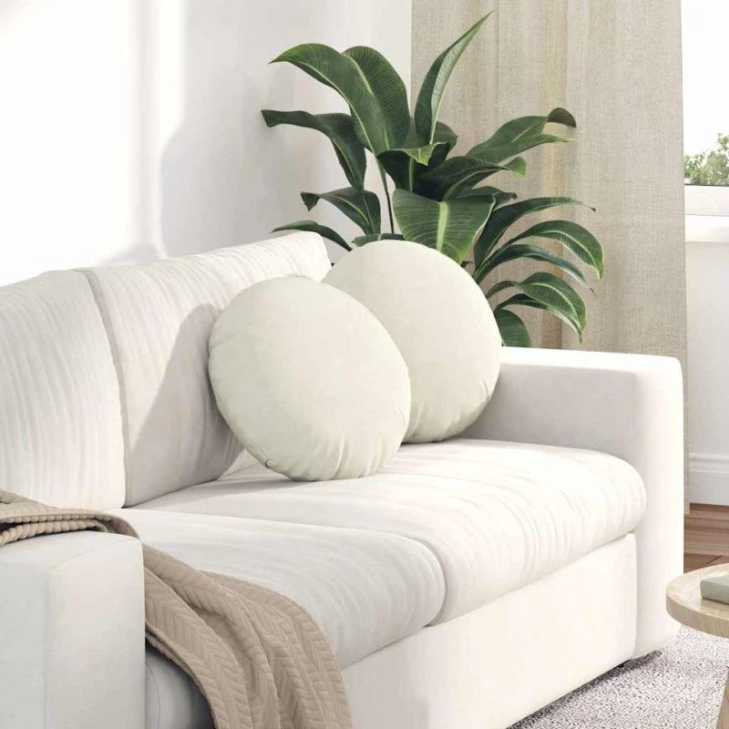 vidaXL Sædepuder 2 stk, Creme, Ø 40 x 13 cm, Fløjl