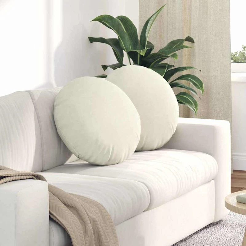 vidaXL Sædepuder 2 stk Creme Ø50 x 19 cm Fløjl