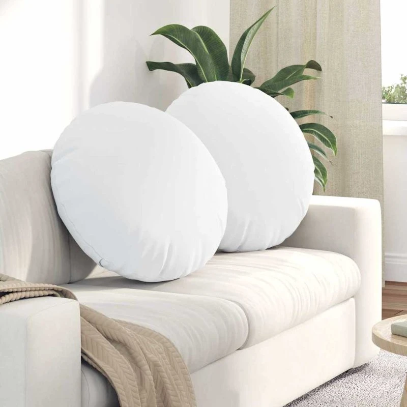 vidaXL Sædepuder 2 stk Hvid Ø60 x 21 cm Stof