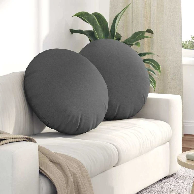 vidaXL Sædepuder 2 stk Mørkegrå Ø80 x 29 cm Stof