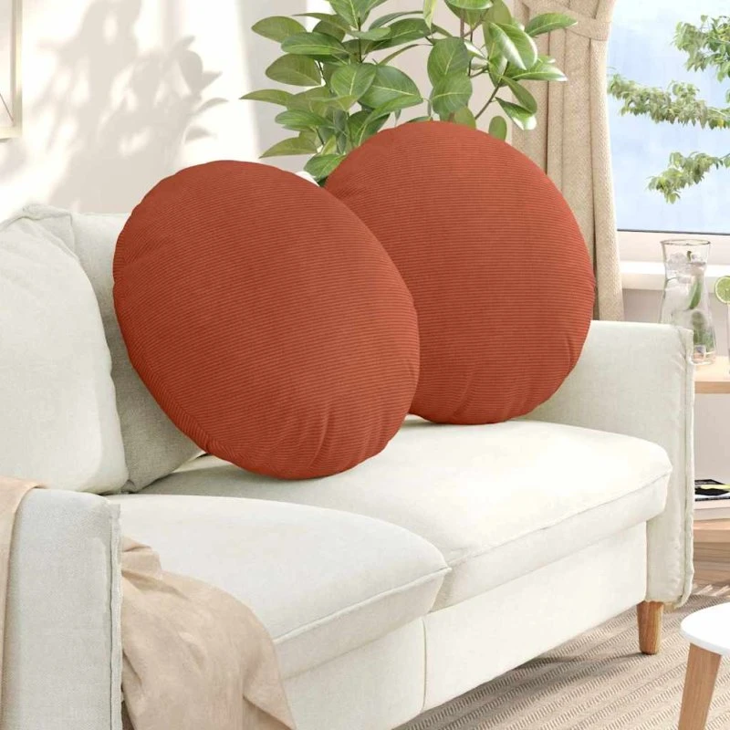 vidaXL Sædepuder 2 stk Rød Orange Ø 80 cm Velourstof