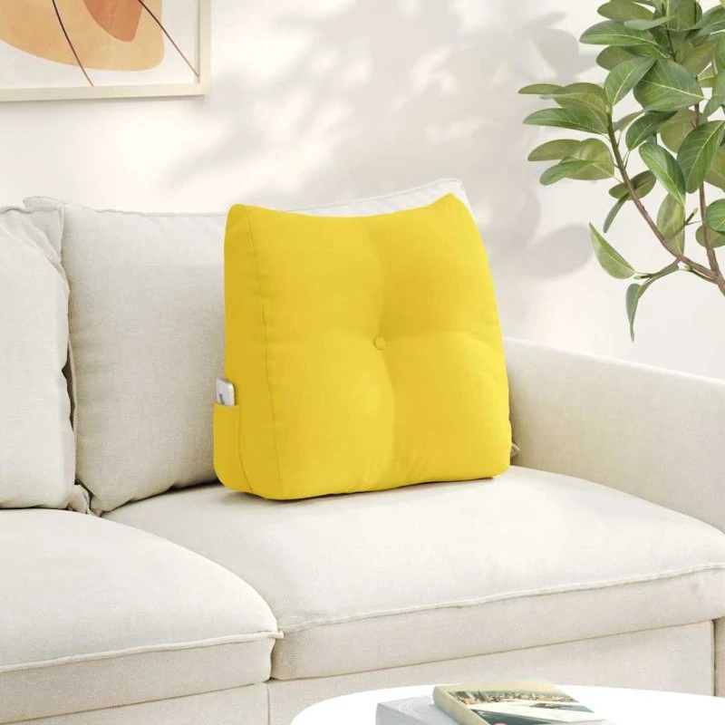 vidaXL Rygpude Lys Gul 45 x 24 x 50 cm Stof